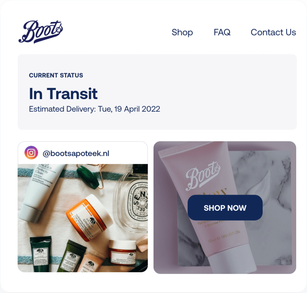 Boots post-purchase upselling voorbeeld